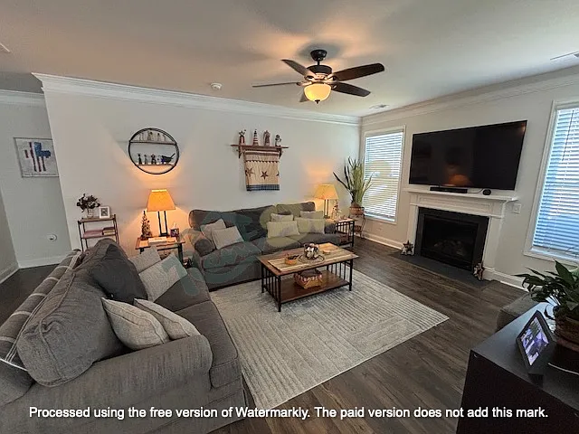 living room with gas fireplace