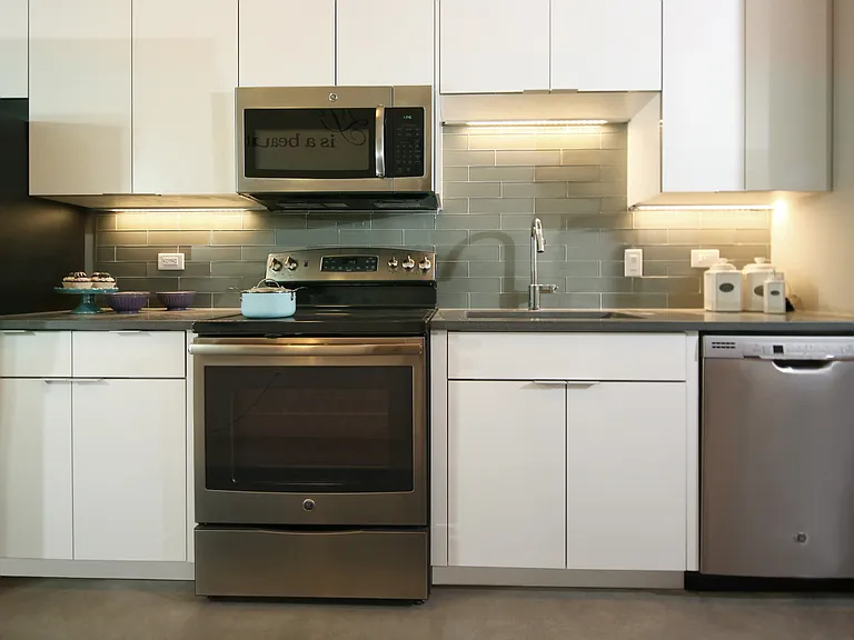 Sleek stainless steel appliances with updated features
