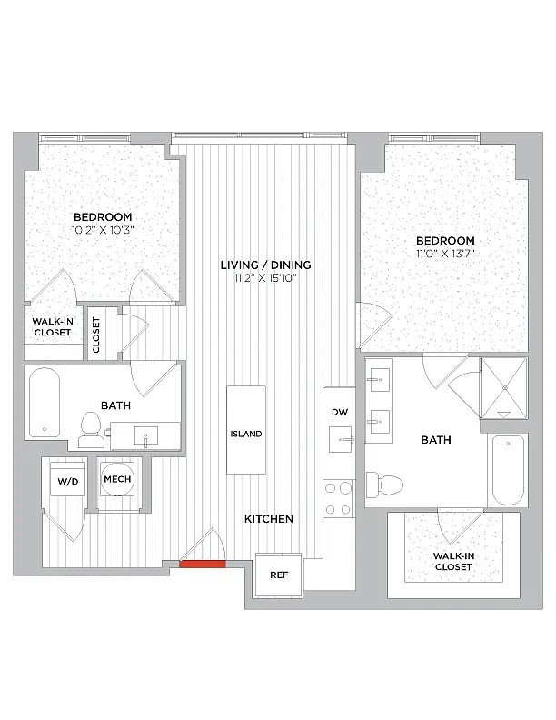 Floor plan 2 Bed/2 Bath-C04 Type A West
