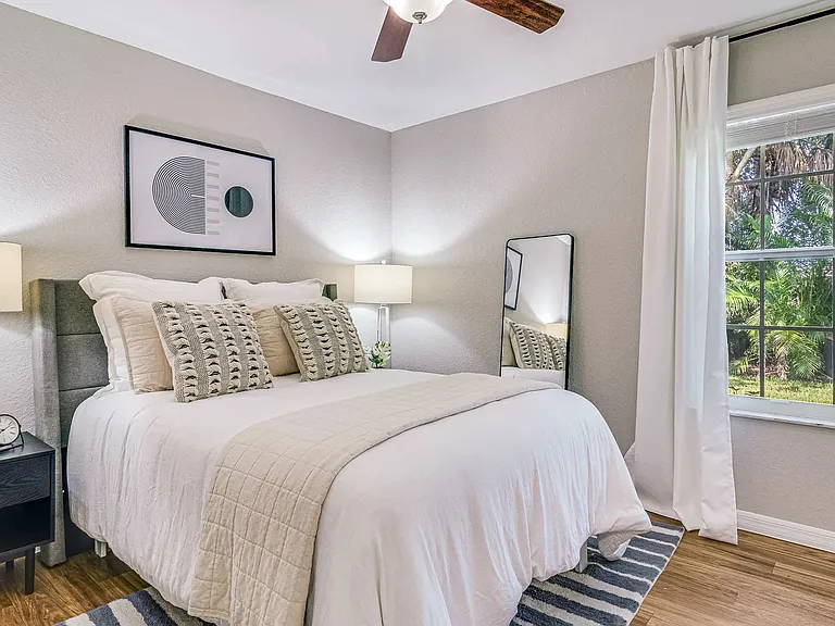 Step into an oversized guest bedroombright and airy!