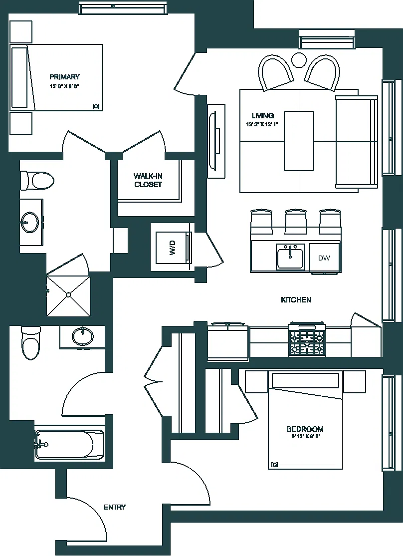 Floor plan 2 Bed/2 Bed ADA-C3.1