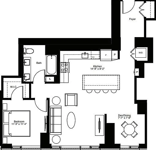 One Bedroom Den A+D1 - 960 Sq. Ft. Residences 4107 One Bedroom Den A+D1 - 960 Sq. Ft. Residences 4107
