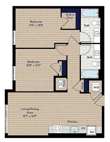 Floor plan A 2BR-D
