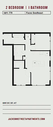 Floor plan 2 Bedroom 1 Bath