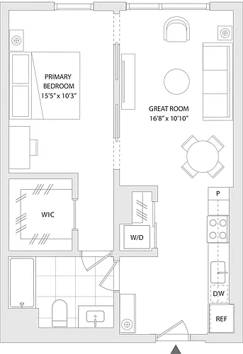 Floor plan 1 BR AC