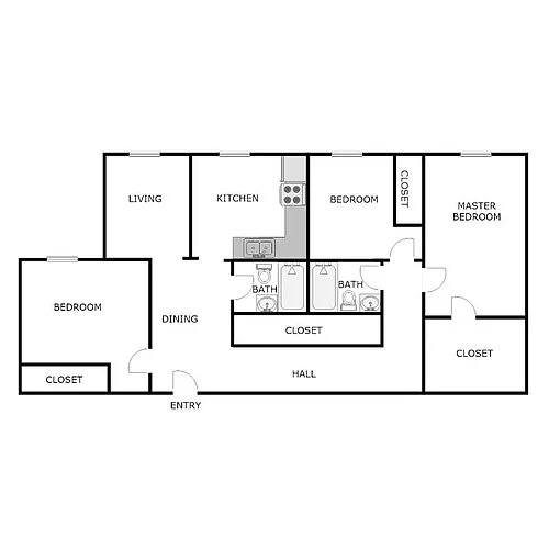 Floor plan 3 Bedroom 2 Bathroom