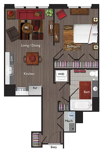 Floor plan One Bedroom/One Bathroom (A08)