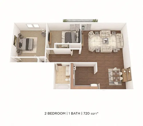 Floor plan Two Bedroom-720 sqft