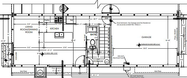 Left Townhome Bottom Floor plan (Mirror image for Right side)