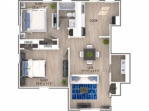 Floor plan 2 x 1 Duplex