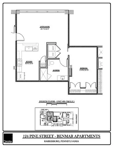 Floor plan Benmar 124- 405- 1 Bedroom - 1 Bathroom