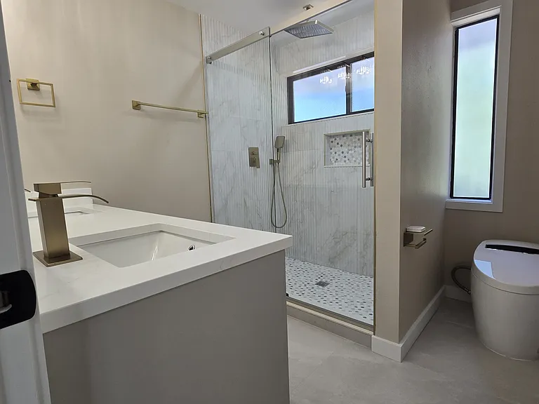 Master Bathroom with Modern Smart toilet