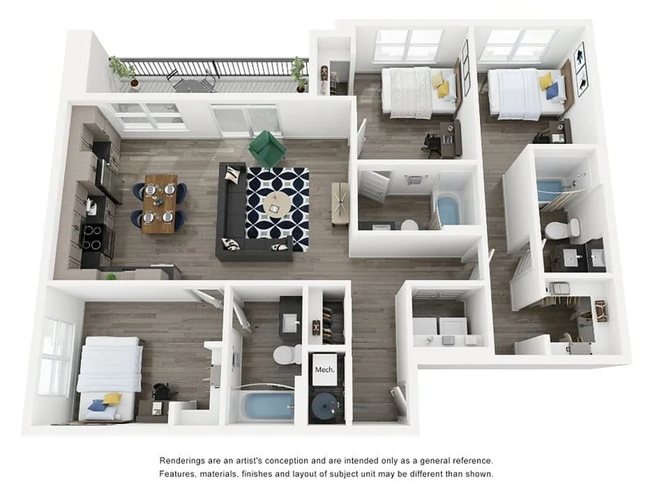 Floor plan 3BR/3BA - C2