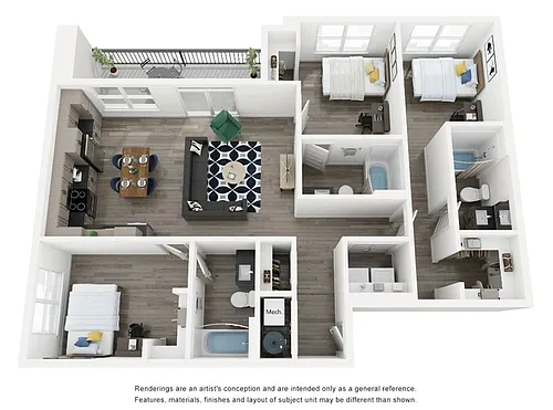 Floor plan 3BR/3BA - C2