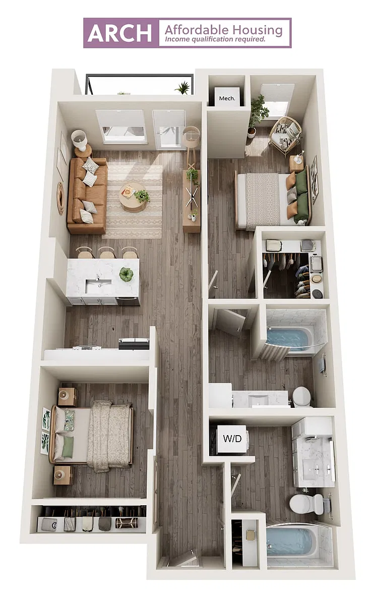 Floor plan B2 Affordable Urban Two Bedroom