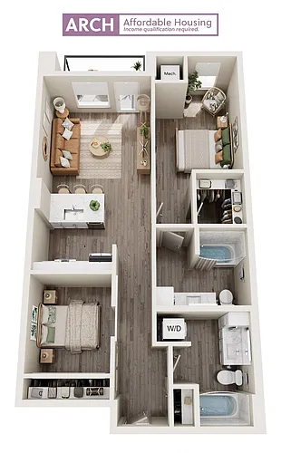 Floor plan B2 Affordable Urban Two Bedroom