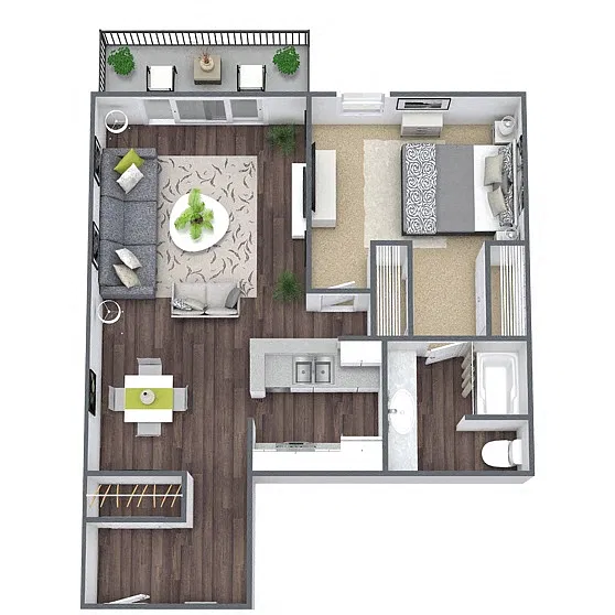 Floor plan 1X1 B