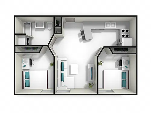 Floor plan 2BR/1BA