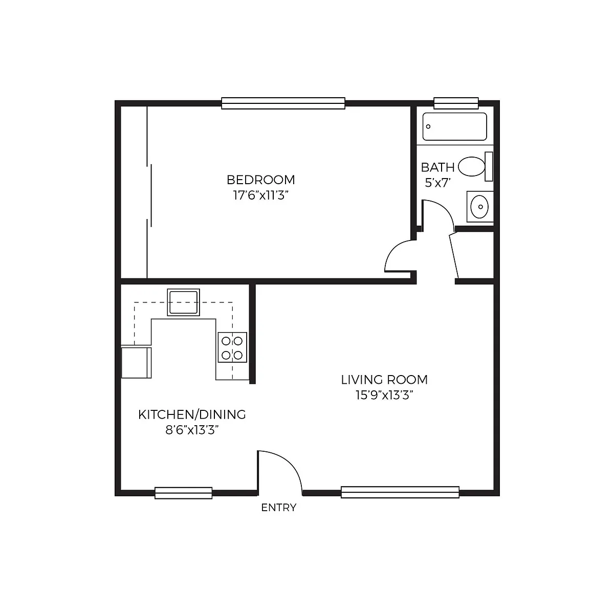 Floor plan 1 Bed 1 Bath