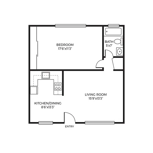 Floor plan 1 Bed 1 Bath