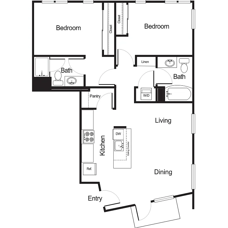 Floor plan 2 Bedroom 2 Bathroom