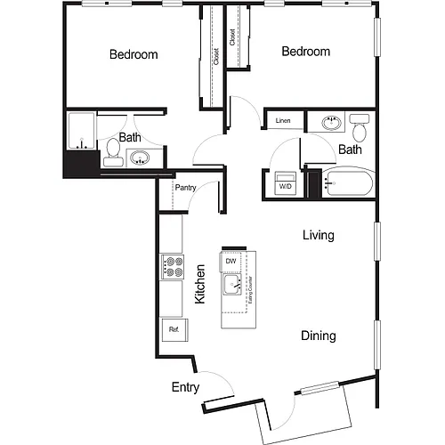 Floor plan 2 Bedroom 2 Bathroom