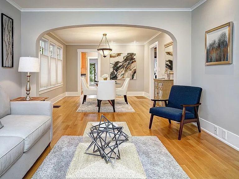 Living room and dining room