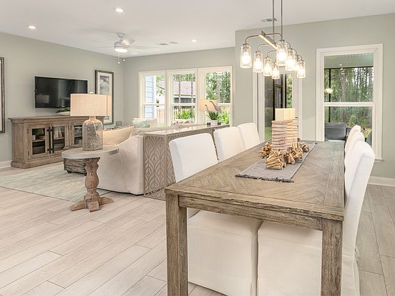 Dining area open to gathering room and kitchen