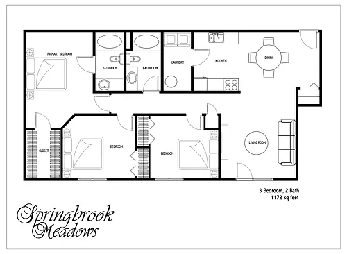 Floor plan 3 Bed 2 Bath