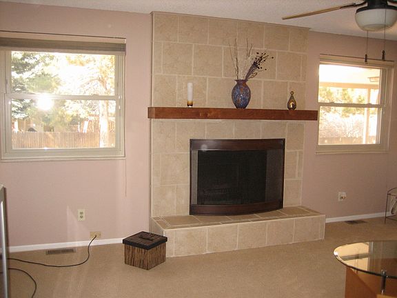Newly tiled fireplace
