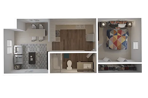 Floor plan 1 Bedroom 1 Bathroom