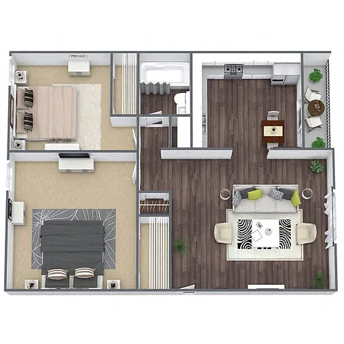 Floor plan B1: 2 Bed 1 Bath