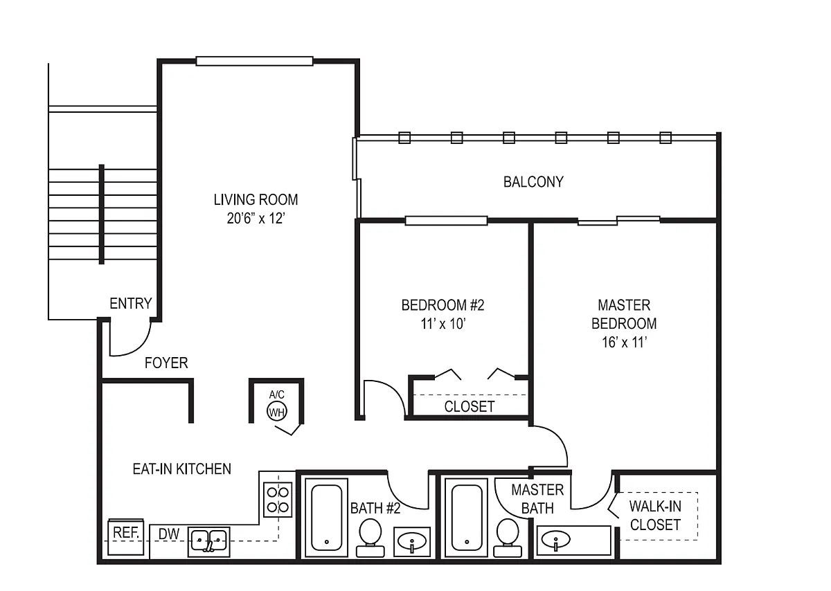 Floor plan Junior "B" 2 Bedroom