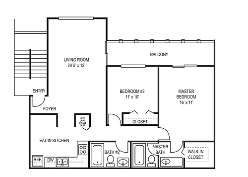Floor plan B- 2 Bedroom 2 Bath