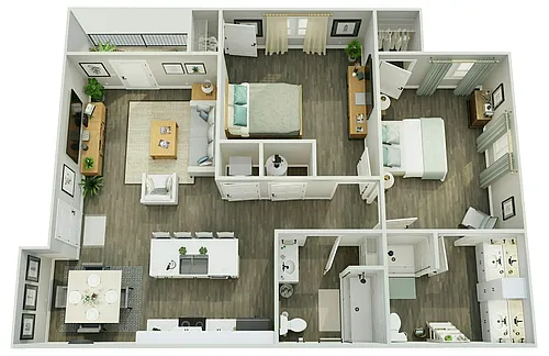 Floor plan 2 Bedroom, 2 Bathroom