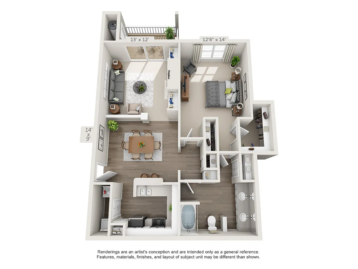 Floor plan 1 Bedroom Tennessee Platinum