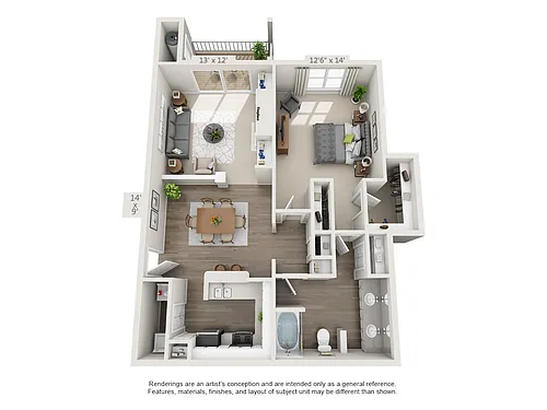 Floor plan 1 Bedroom Tennessee Platinum