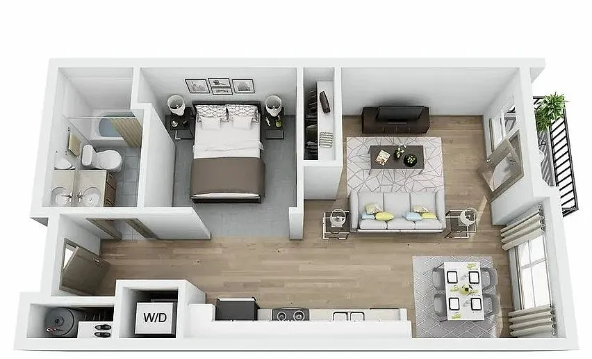 Floor plan Open 1 Bed C