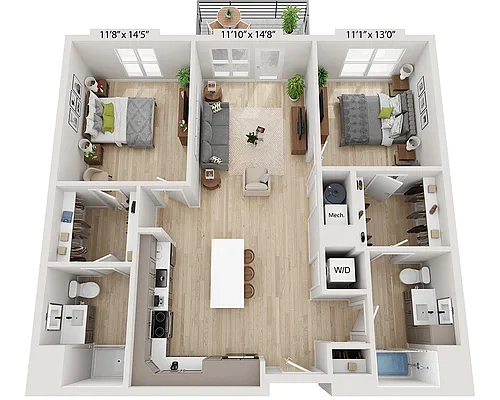Floor plan Two Bedroom B2E