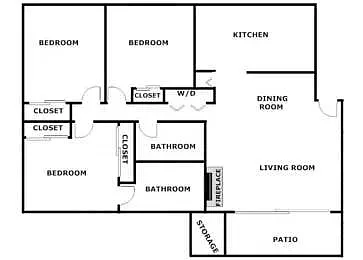 Floor plan 3 Bed 2 Bath