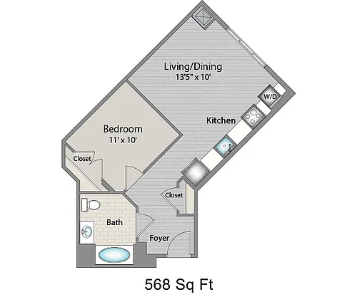 Floor plan 11f2 1BR/1BA