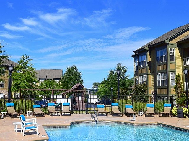 Relaxing pool in a tranquil suburban setting