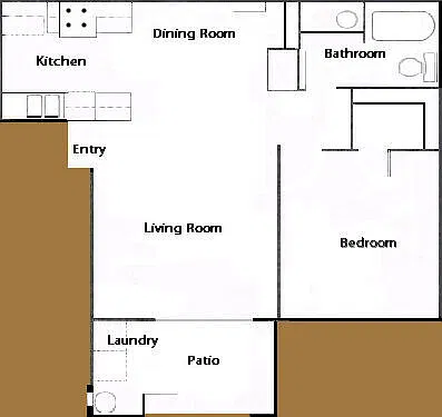 Floor plan 1BD, 1BTH F1R