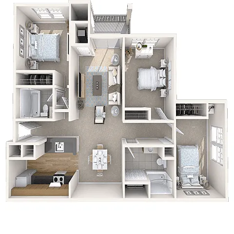 Floor plan 3 Bedroom 2 Bath