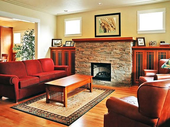 Living Room with Gorgeous Stone Fireplace