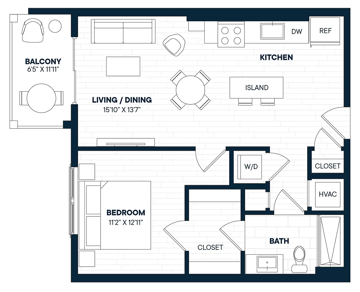 Floor plan 1 Bed 1 Bath-A7