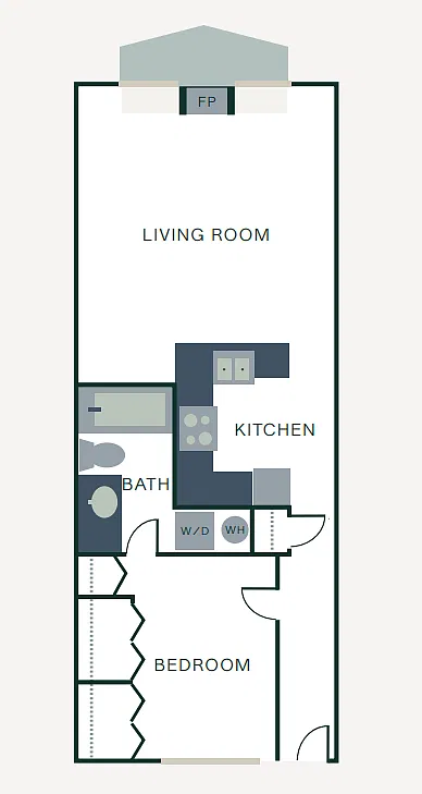 Floor plan 1BD x 1BA Affordable