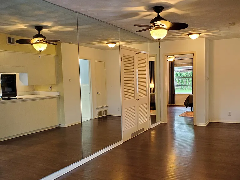 Hallway/Dining Room. Note Mirror Wall.