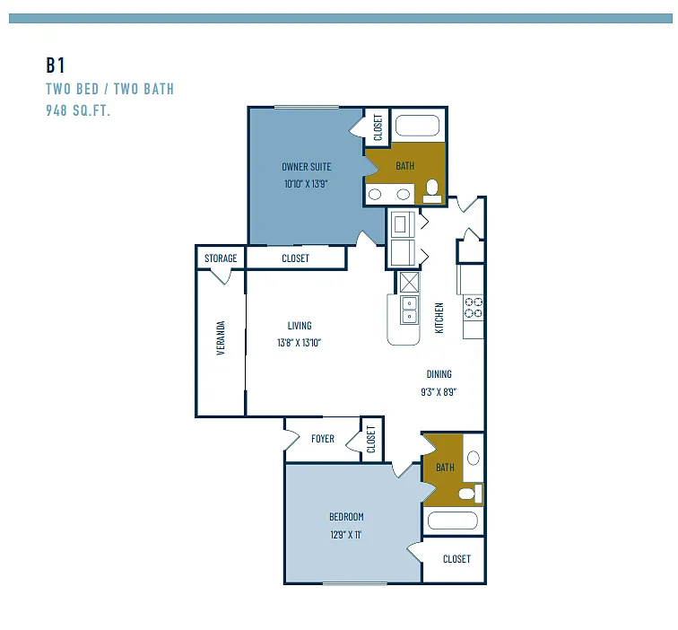 Floor plan Two Bedroom / Two Bath