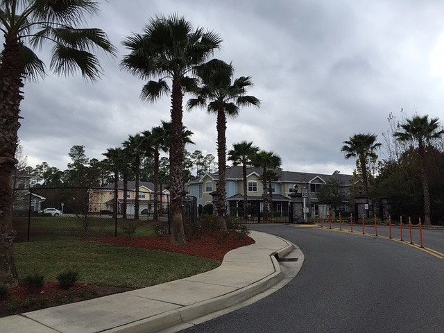 View of gated entrance to community
